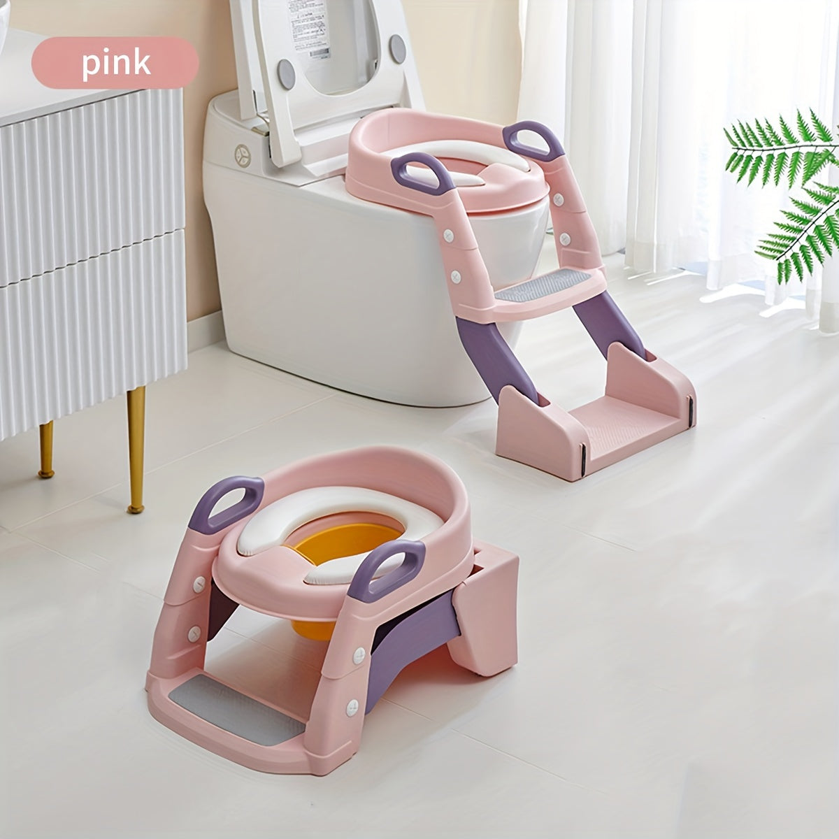 Adjustable Non-Slip Potty Training Seat – Toilet Chair with Step Stool Ladder, Comfortable Handles, and Splash Guard for Safe and Stress-Free Toddler Toilet Training