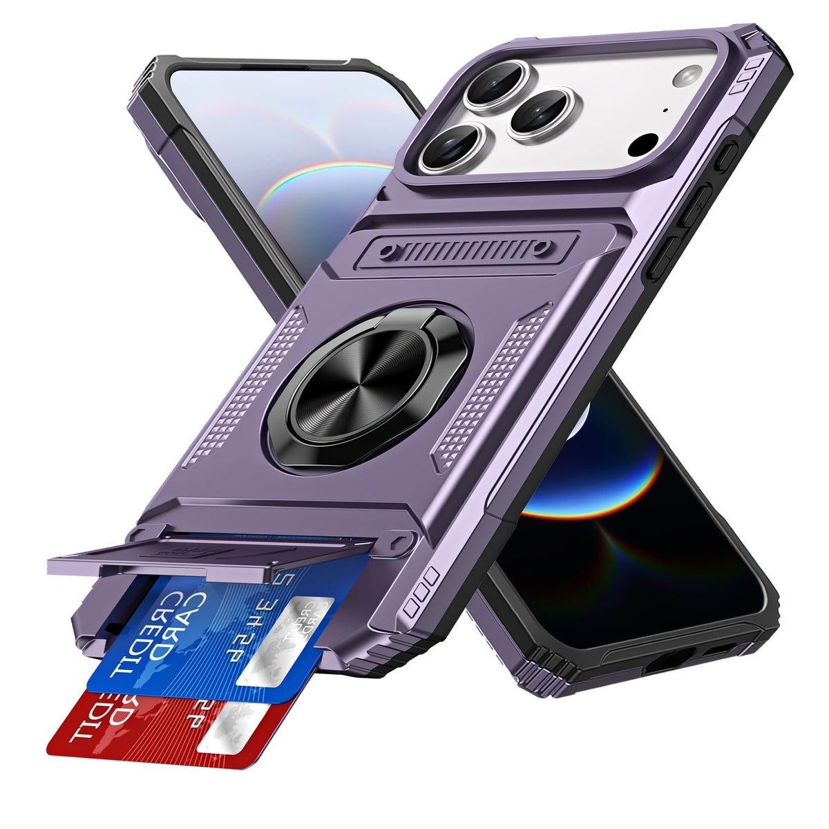 MagSafe Wallet Armor Phone Case™ with 360° Ring Stand + Card Holder Protection