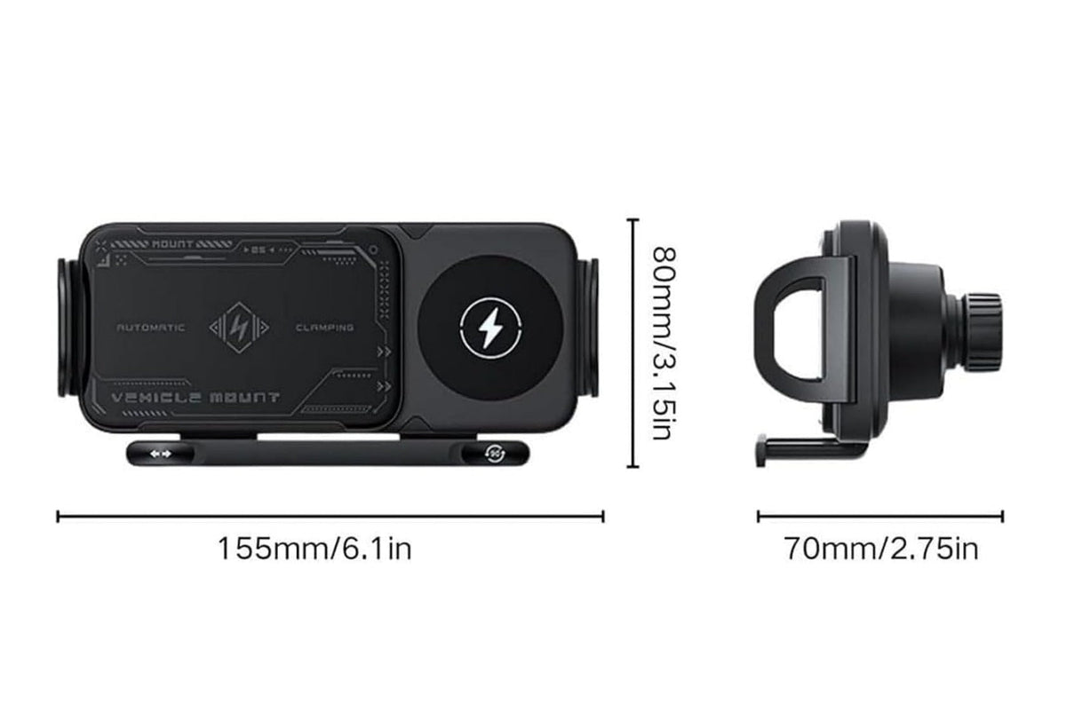 Wireless Car Charger & Rotating Phone Mount – 2-in-1 Fold Series & iPhone-Compatible Hands-Free Power for Every Drive