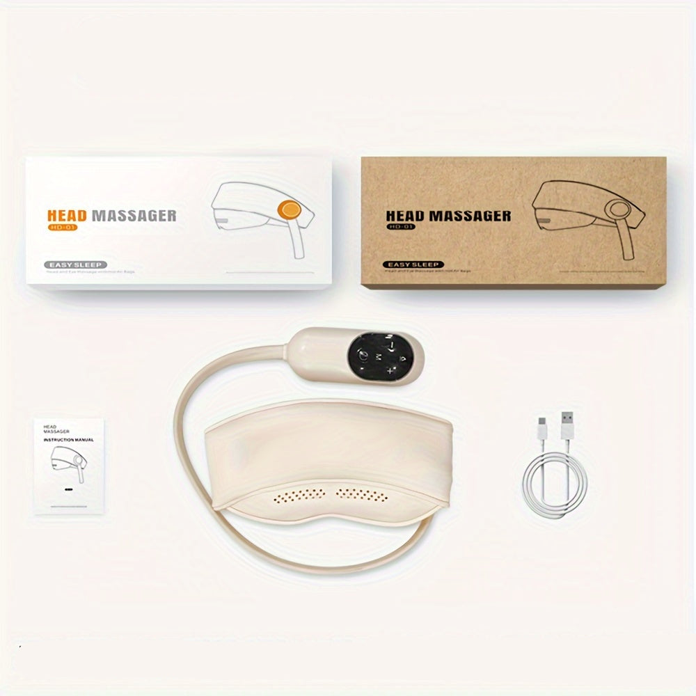Electric Airbag Head & Eye Massager – Heated Kneading Scalp Compression Helmet for Headache Relief, Stress Reduction & Deep Relaxation
