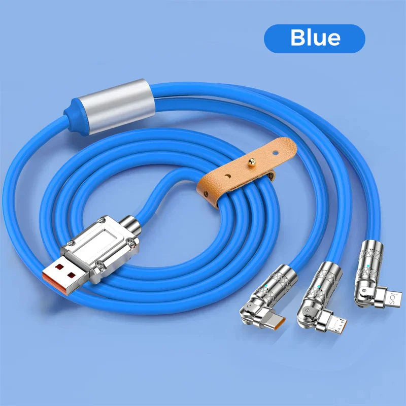 120W 3 in 1 Rotating Elbow Fast Charging Data Cable