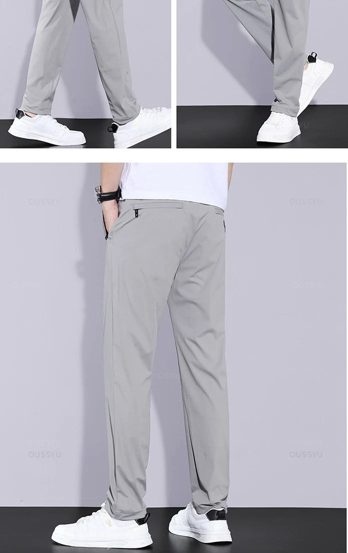 Men’s Soft Casual Sports Jogger Pants – Quick Drying Thin Elastic Waist Zip Pocket Workout Trousers for Summer Running or Workwear