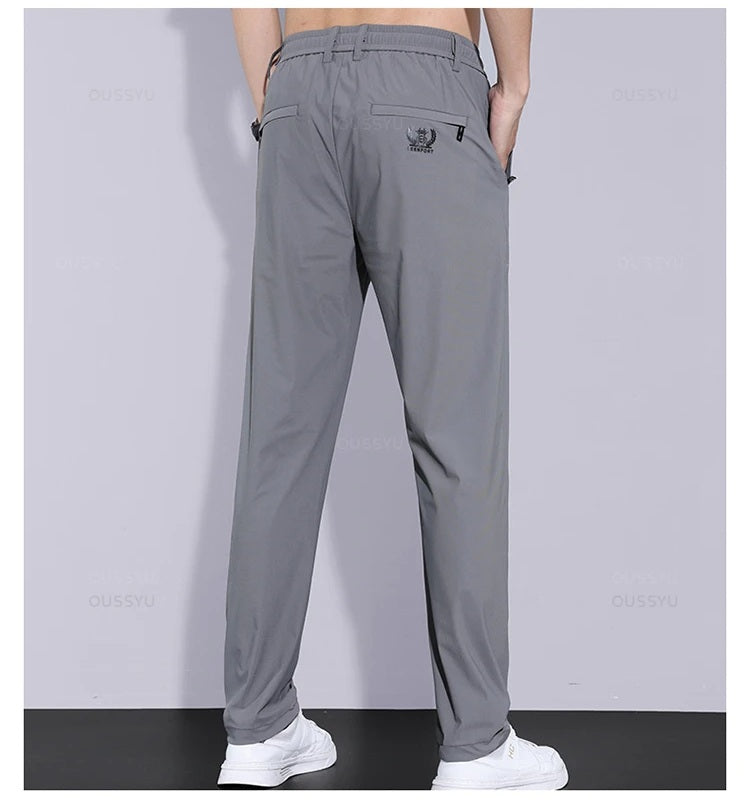 Men’s Soft Casual Sports Jogger Pants – Quick Drying Thin Elastic Waist Zip Pocket Workout Trousers for Summer Running or Workwear