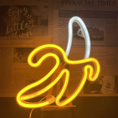 Banana Neon Wall Sign – Quirky LED Light Art for Bedrooms, Home Parties, Gaming Room, USB or Battery Powered