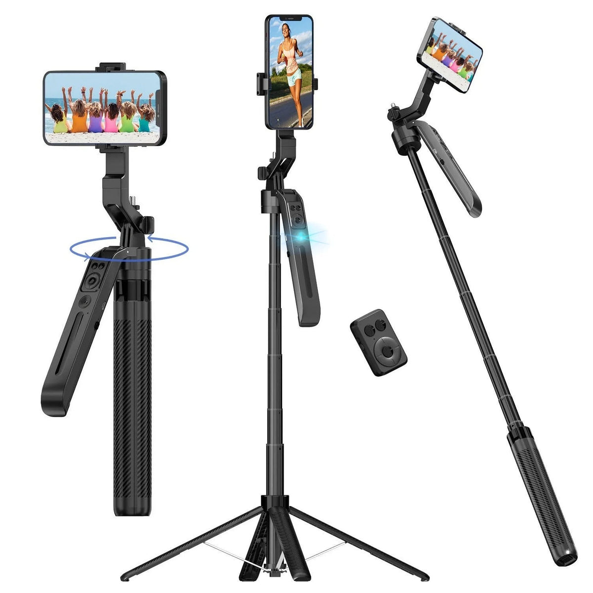 Smart Auto-Tracking Selfie Tripod – 360° Rotating Phone Stand with 71” Extension, Face Tracking for Videos & Content Creation