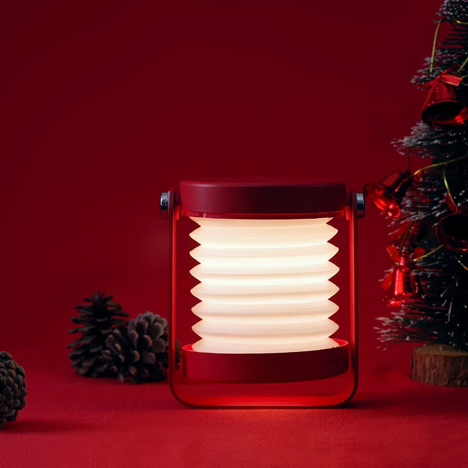 Foldable Wooden LED Night Lamp – Wood Handle Portable USB Lantern Light