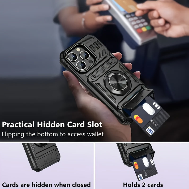 MagSafe Wallet Armor Phone Case™ with 360° Ring Stand + Card Holder Protection