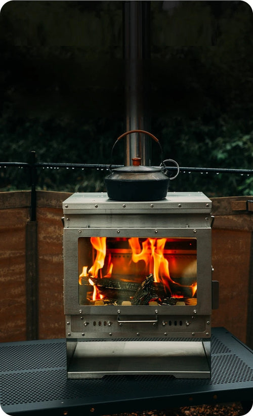 Smokeless Stainless Steel Fireplace Stove – Secondary Burning Wood Heater with Glass Window for Campfire Tents and Outdoor Heating