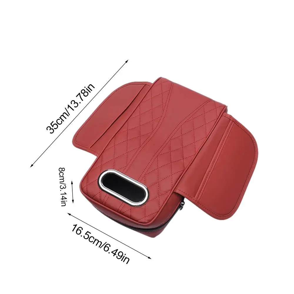 Car Armrest Cushion with Tissue Box – Memory Foam Support with Tissue Box & Storage Pockets