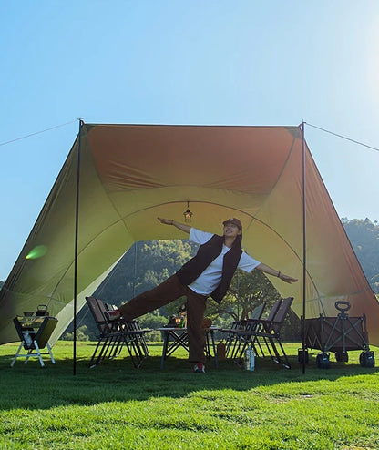 Foldable Tunnel Canopy Tent – UV-Resistant Rainproof Outdoor Shade with Silver Coating for Camping, Beach, or Backyard Shelter