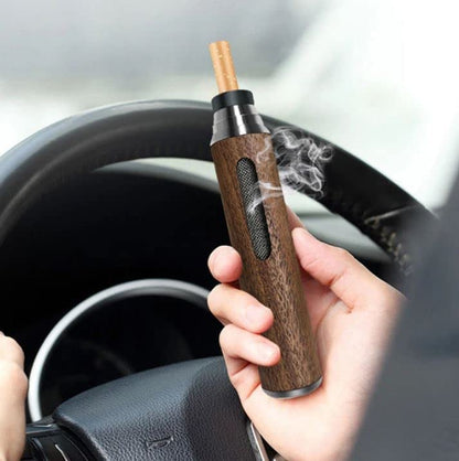 Creative Car Ashtray with Lid – Dust-Free Interior Decoration Ash Holder with Wood Design Anti-Soot Flying Accessory