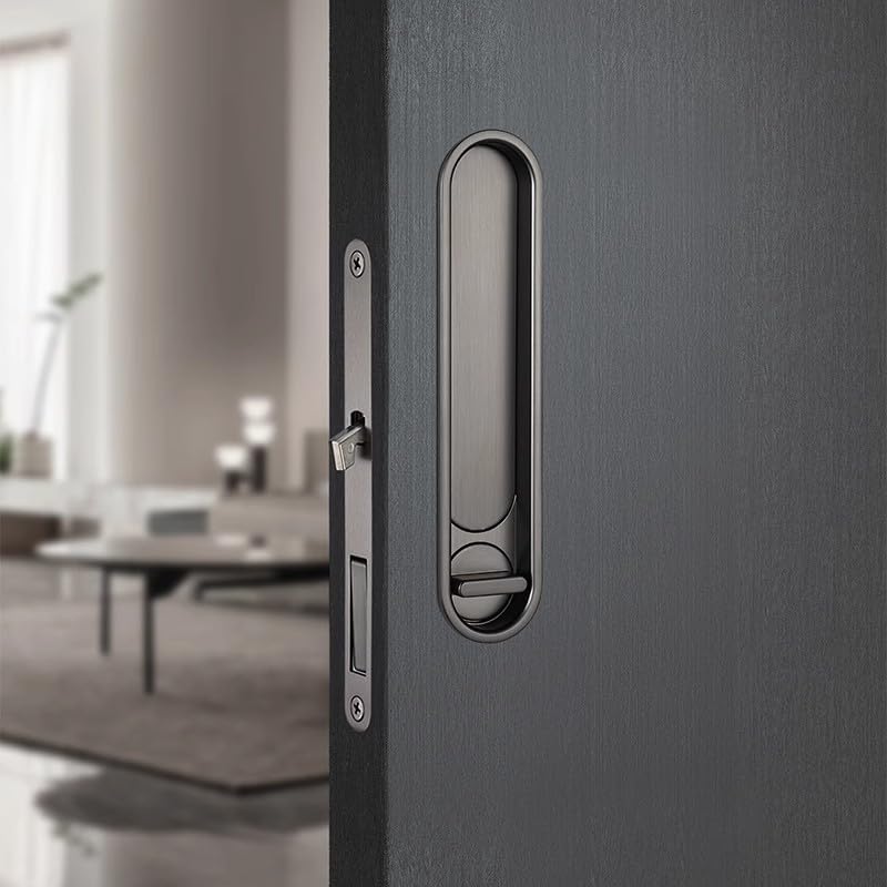 Invisible Entry Hook Pocket Door Lock –  With Interior Lock Fittings, Modern Sliding Hardware for Doors, Rooms, or Minimalist Spaces