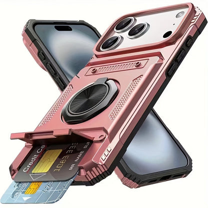 MagSafe Wallet Armor Phone Case™ with 360° Ring Stand + Card Holder Protection