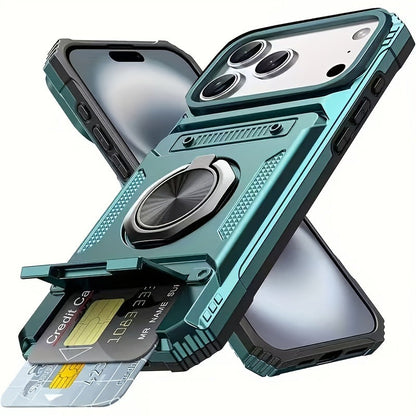 MagSafe Wallet Armor Phone Case™ with 360° Ring Stand + Card Holder Protection