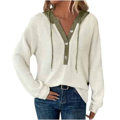 Casual Oversized Hooded Sweatshirt – Button Loose Round Neck Harajuku Streetwear for Sporty Comfort for Women