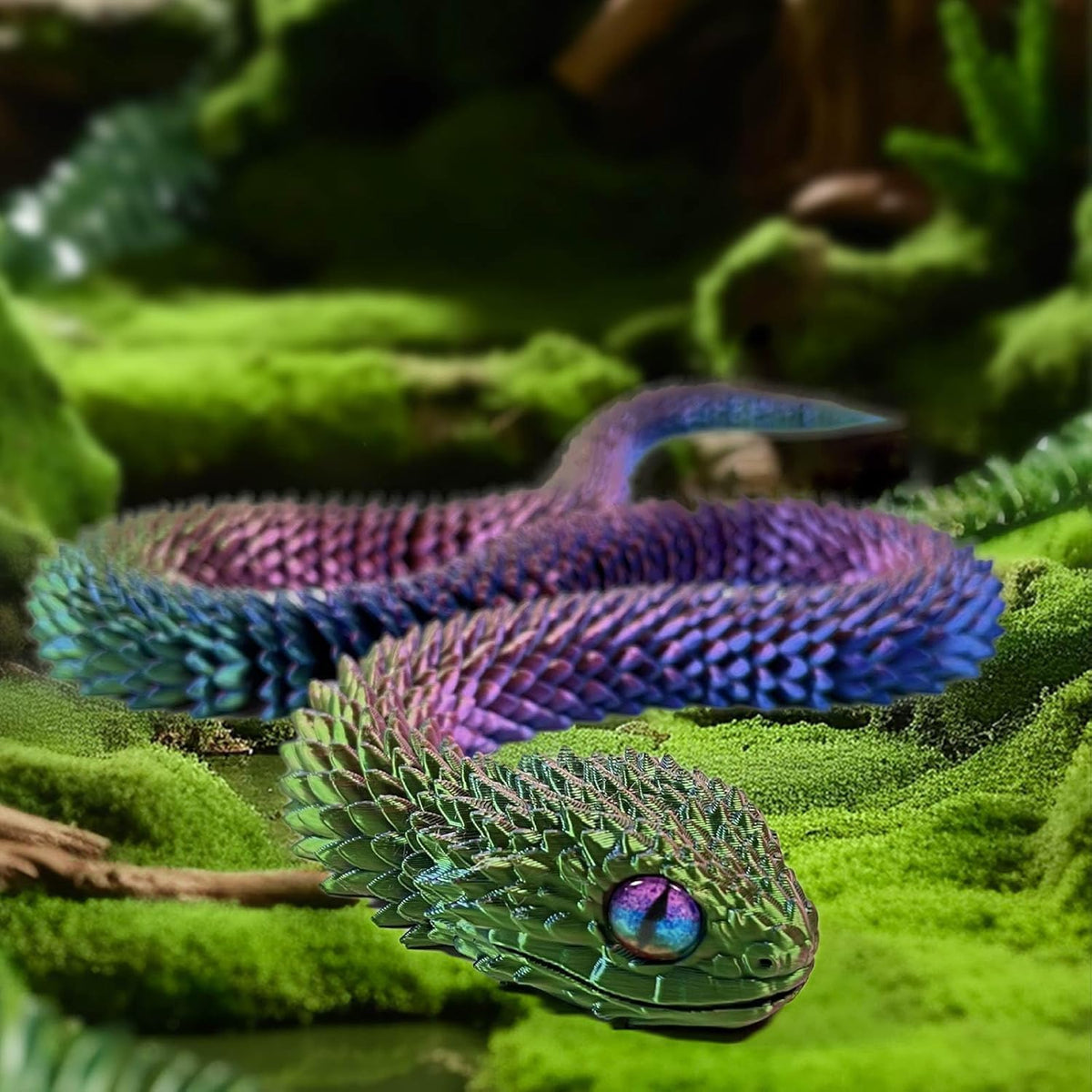 Movable Snake Fidget Toy – 3D Printed Realistic Articulated Joint Design for Desk Stress Relief, Office Decor, and Unique Gift Ideas