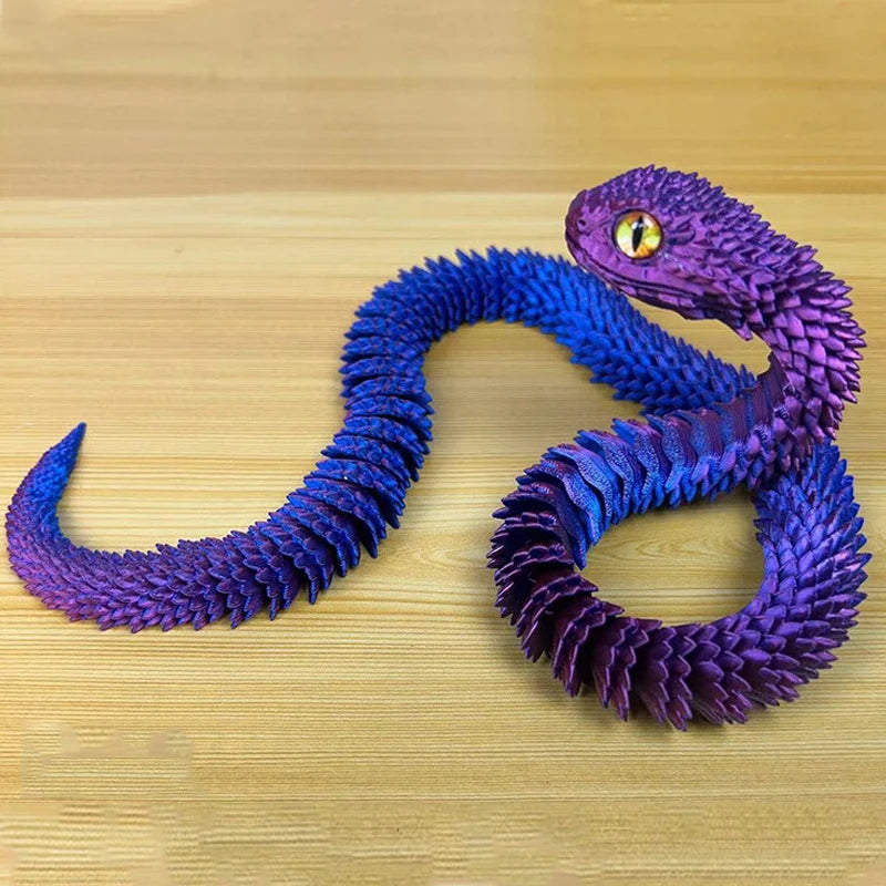 Movable Snake Fidget Toy – 3D Printed Realistic Articulated Joint Design for Desk Stress Relief, Office Decor, and Unique Gift Ideas