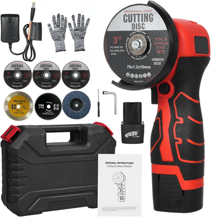 Mini Handheld Angle Grinder – 12V Cordless Lithium Tool for Effortless Polishing, Precision Cutting, and Portable DIY Projects