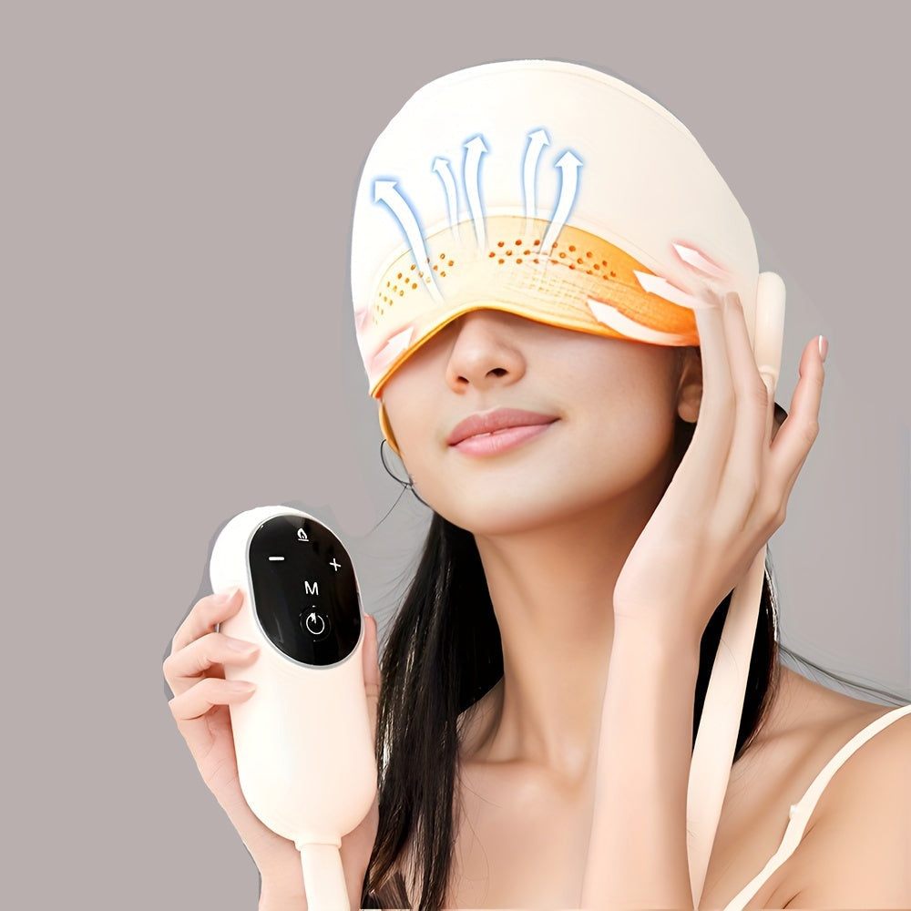 Electric Airbag Head & Eye Massager – Heated Kneading Scalp Compression Helmet for Headache Relief, Stress Reduction & Deep Relaxation