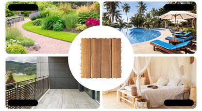 Interlocking Wood Flooring Tiles – 36-Pack 30x30cm DIY Floor Renovation System for Indoor/Outdoor Areas, Easy Click-Lock, Durable, Stylish Deck or Patio Upgrade