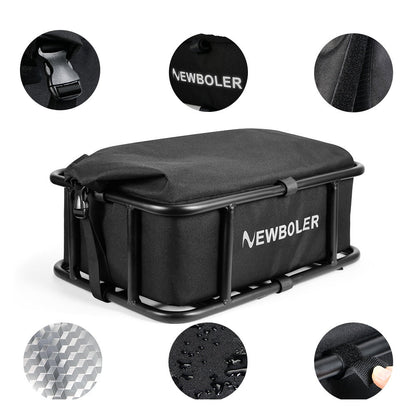Heavy-Duty Rear Bike Basket with Rack – Large Metal Bicycle Carrier for Groceries, Commutes, and Electric Bike Storage