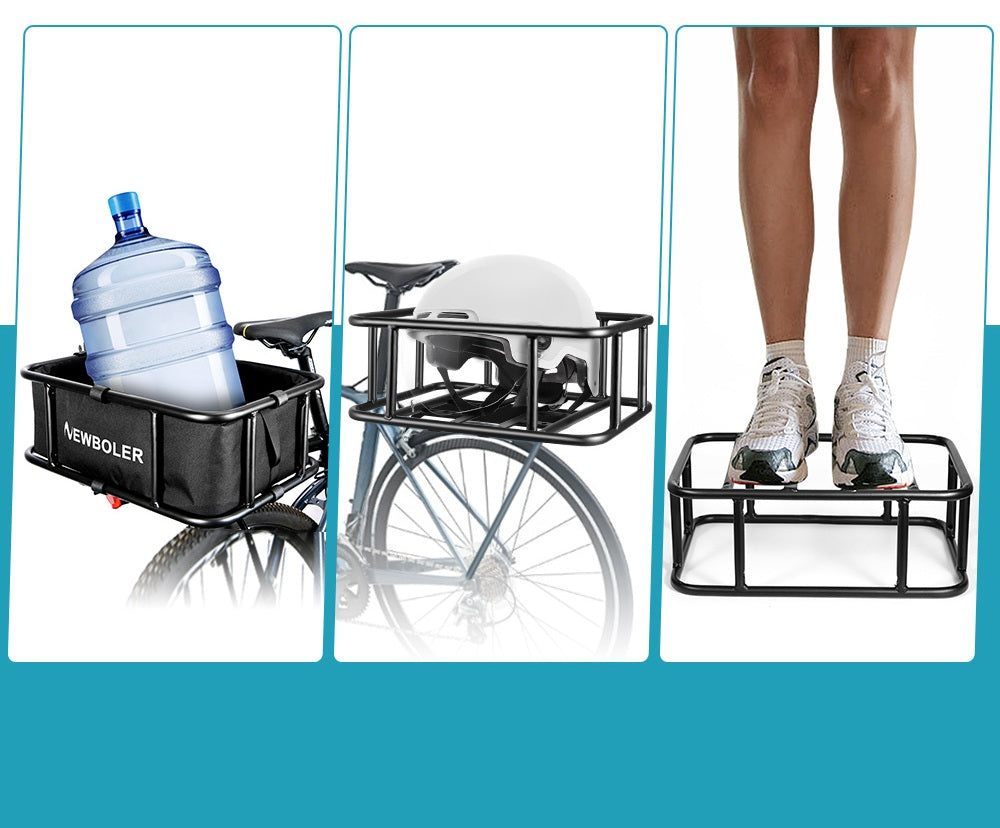 Heavy-Duty Rear Bike Basket with Rack – Large Metal Bicycle Carrier for Groceries, Commutes, and Electric Bike Storage
