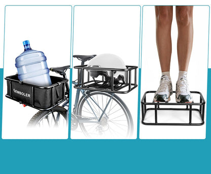 Heavy-Duty Rear Bike Basket with Rack – Large Metal Bicycle Carrier for Groceries, Commutes, and Electric Bike Storage