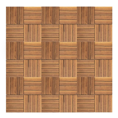 Interlocking Wood Flooring Tiles – 36-Pack 30x30cm DIY Floor Renovation System for Indoor/Outdoor Areas, Easy Click-Lock, Durable, Stylish Deck or Patio Upgrade