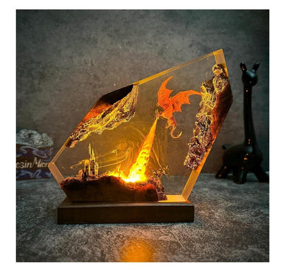 Fire-Breathing Dragon Resin Lamp – Creative Fantasy Lighting Decor for Halloween Gifts and Home Display