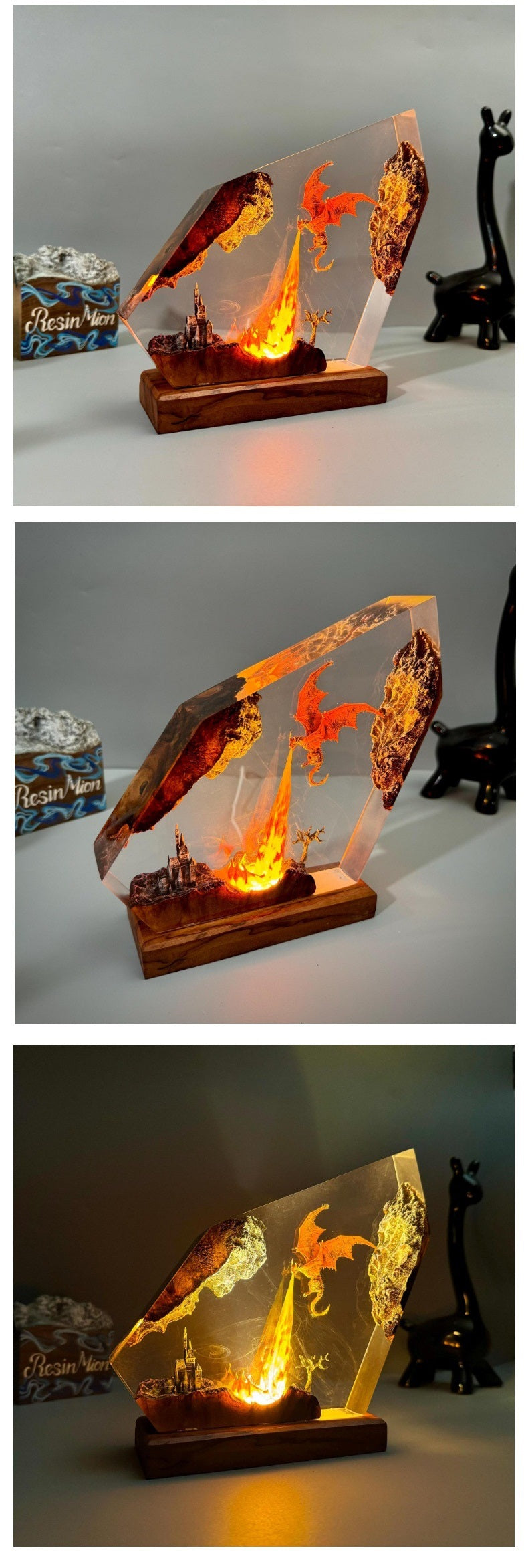 Fire-Breathing Dragon Resin Lamp – Creative Fantasy Lighting Decor for Halloween Gifts and Home Display