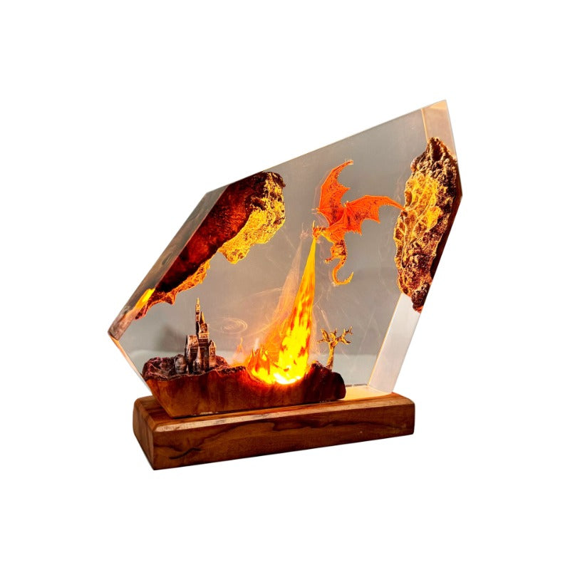 Fire-Breathing Dragon Resin Lamp – Creative Fantasy Lighting Decor for Halloween Gifts and Home Display