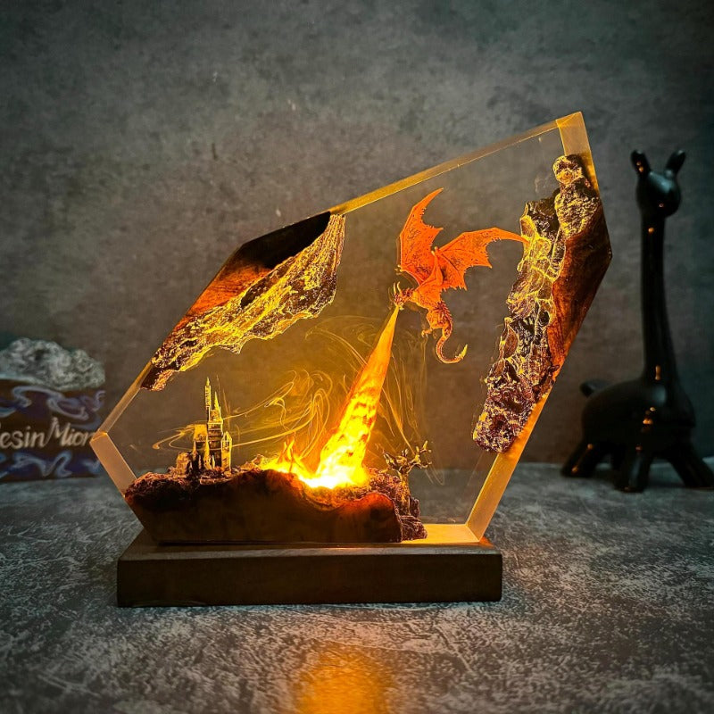 Fire-Breathing Dragon Resin Lamp – Creative Fantasy Lighting Decor for Halloween Gifts and Home Display
