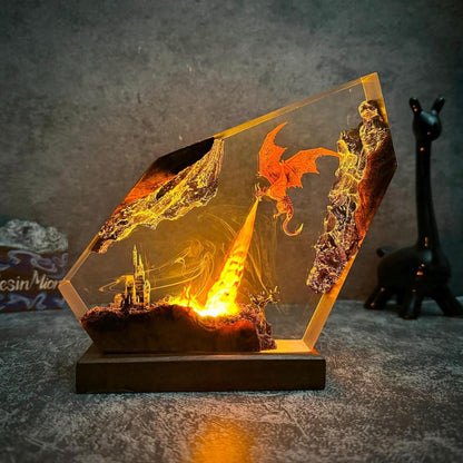 Fire-Breathing Dragon Resin Lamp – Creative Fantasy Lighting Decor for Halloween Gifts and Home Display