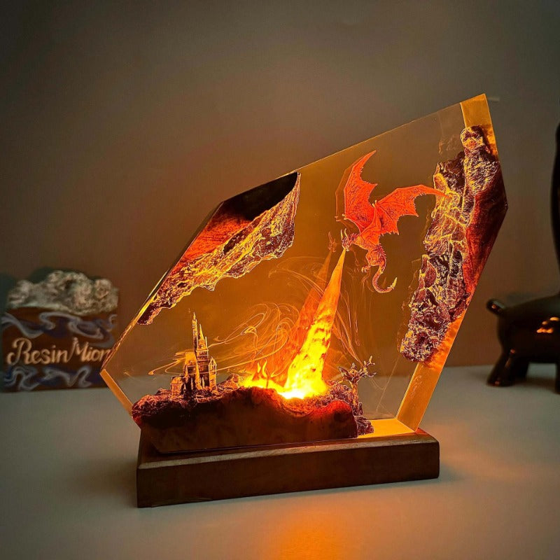 Fire-Breathing Dragon Resin Lamp – Creative Fantasy Lighting Decor for Halloween Gifts and Home Display