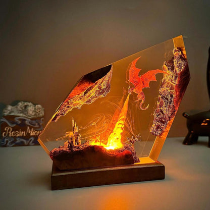 Fire-Breathing Dragon Resin Lamp – Creative Fantasy Lighting Decor for Halloween Gifts and Home Display