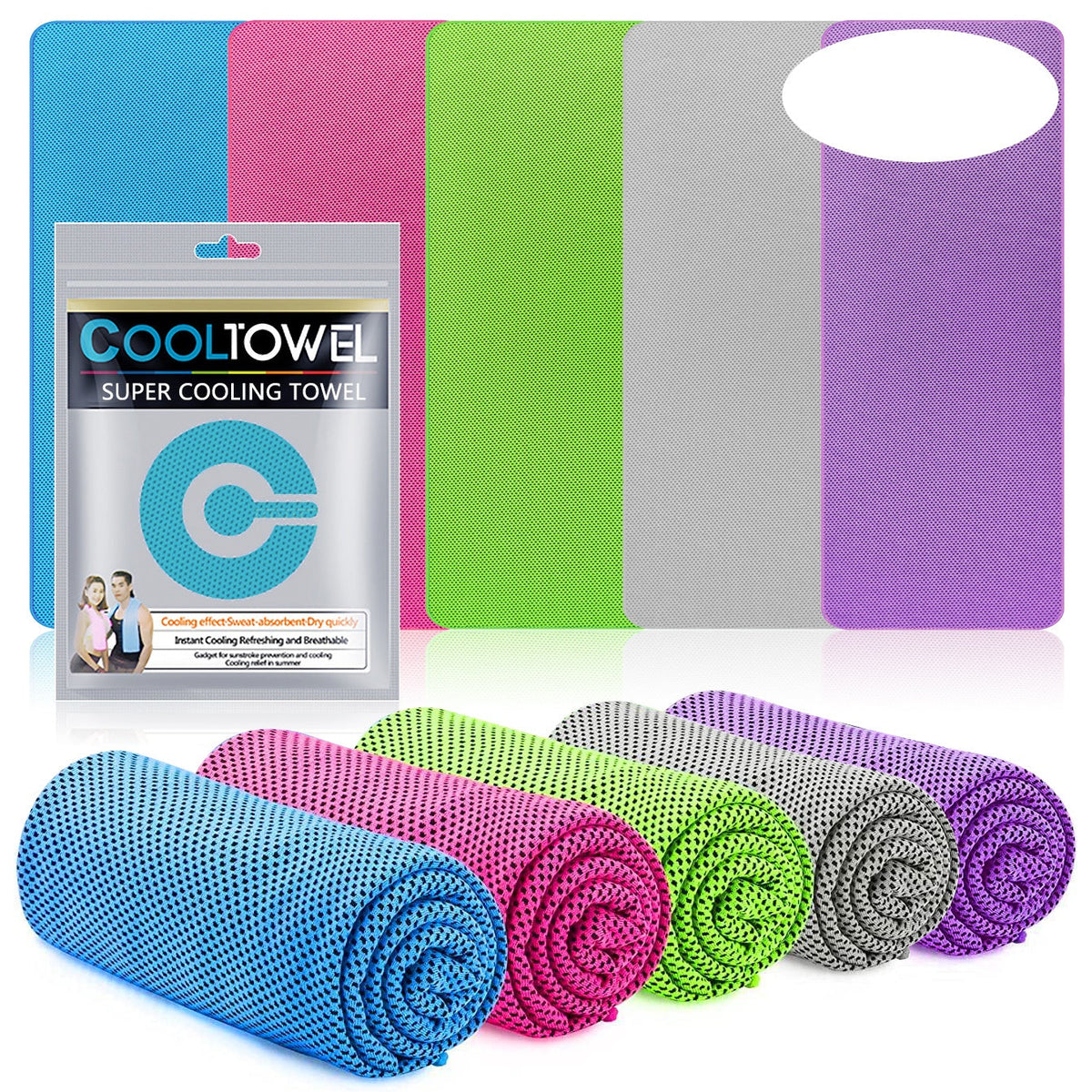 Instant Chill Cooling Towels – 5-Pack Sweat Towels for Neck & Face, Ideal for Gym, Running, Yoga & Outdoor Sports