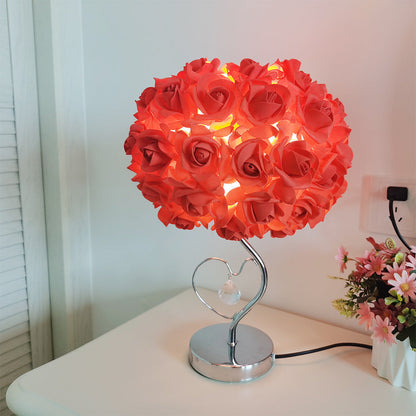 Pastoral Style Pink Table Lamp – Heart-Shaped Crystal Night Light for Bedrooms, Romantic Decorative Lighting and Perfect Gift for Girls, Teen Rooms, and Cozy Spaces