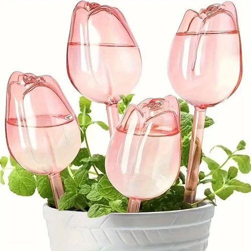 Self-Watering Tulip Plant Balloons – 2/4 Pack Indoor Outdoor Drip Irrigation Tools for Longer Watering with Narrow Spout Design