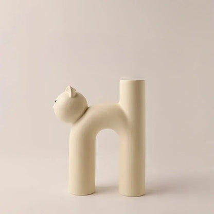 Cute Cat Vase – Cat-Head H-Shape Tube Vase for Hydroponic Flower Arrangement, Charming Home Décor & Desk Accessory for Cat Lovers