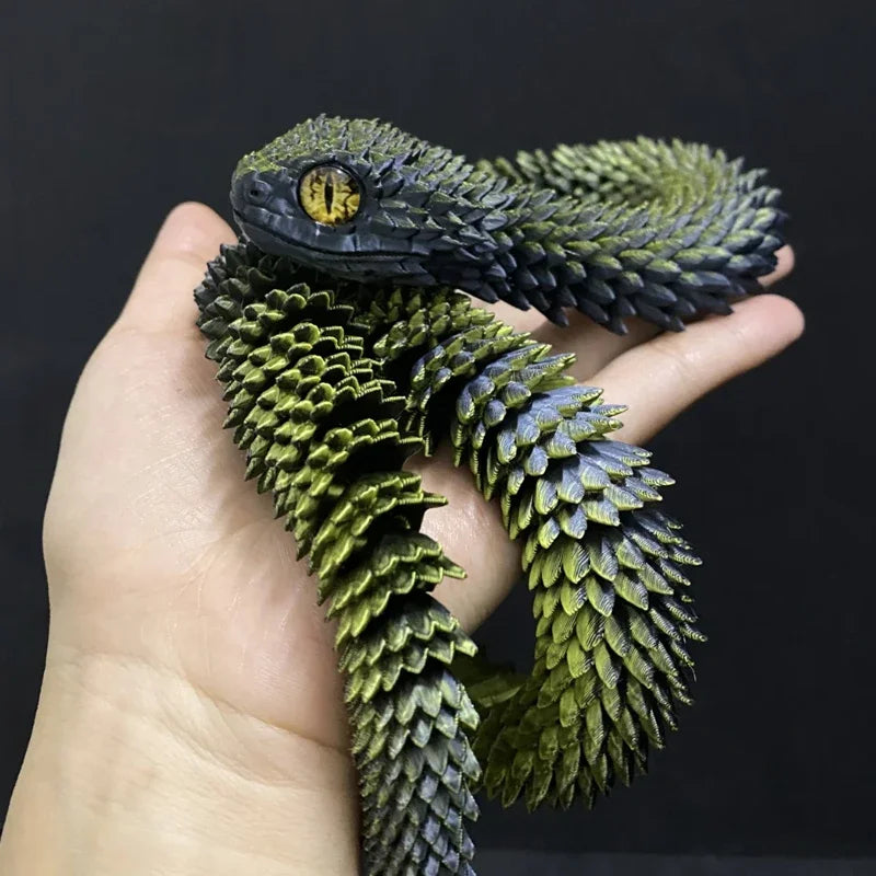 Movable Snake Fidget Toy – 3D Printed Realistic Articulated Joint Design for Desk Stress Relief, Office Decor, and Unique Gift Ideas