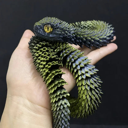 Movable Snake Fidget Toy – 3D Printed Realistic Articulated Joint Design for Desk Stress Relief, Office Decor, and Unique Gift Ideas
