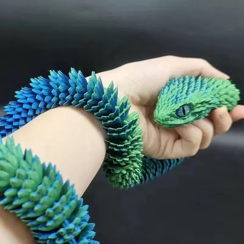 Movable Snake Fidget Toy – 3D Printed Realistic Articulated Joint Design for Desk Stress Relief, Office Decor, and Unique Gift Ideas