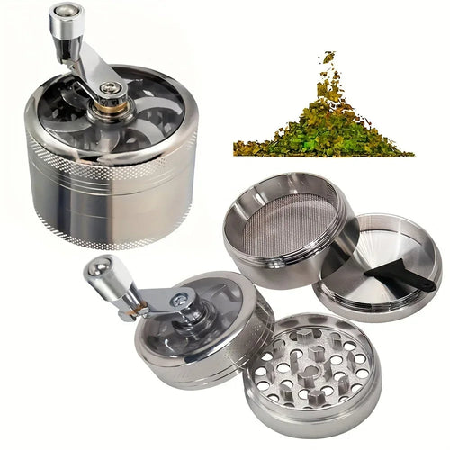 Nut and Hard Spice 4-Layer Herb Grinder – 40mm Handle-Type Spice Mill with Durable Design for Smokers and Holiday Gift Enthusiasts