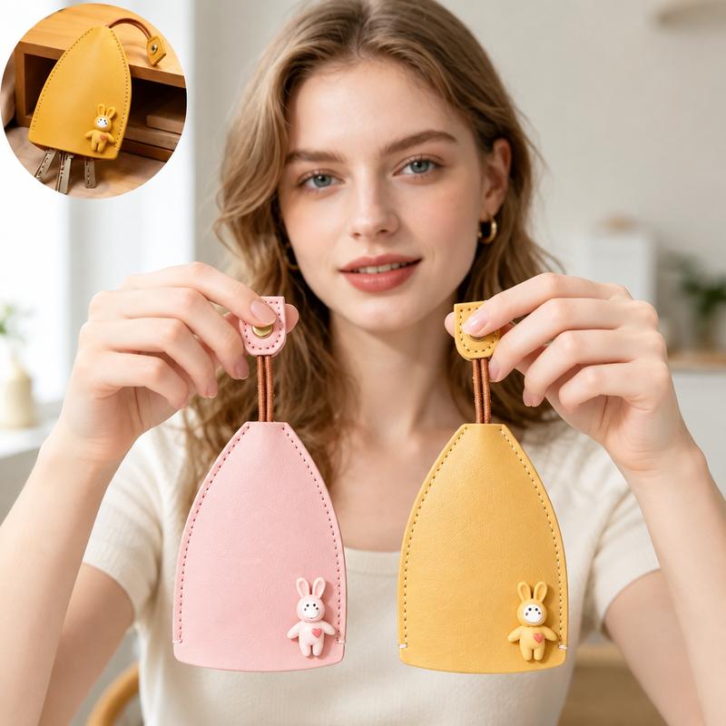 Cute Cartoon Pull-out Key Case, Portable Leather Car Key Holder, Quick Pull Design Anti-Scratch Key Pouch, Kawaii Key Bag for Women Gift
