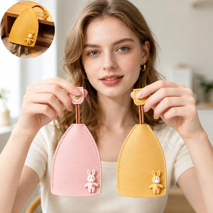 Cute Cartoon Pull-out Key Case, Portable Leather Car Key Holder, Quick Pull Design Anti-Scratch Key Pouch, Kawaii Key Bag for Women Gift