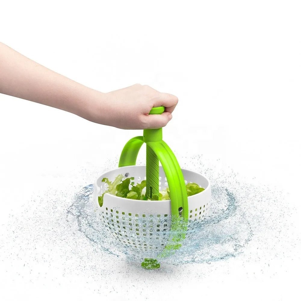 Spin & Drain Salad Bowl – Hand-Pressed Rotating Basket for Quick Vegetable & Fruit Cleaning and Easy Dehydration Storage