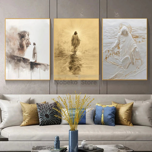 Modern Christian Jesus Poster - Inspirational Bible Verse Canvas Wall Art for Living Room Faith Decor & Religious Gift