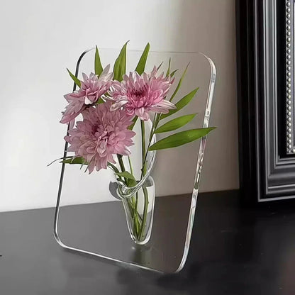 Acrylic Photo Frame Flower Vase – Transparent 20×15cm Hydroponic Decor Piece for Artistic Displays & Home Arrangements